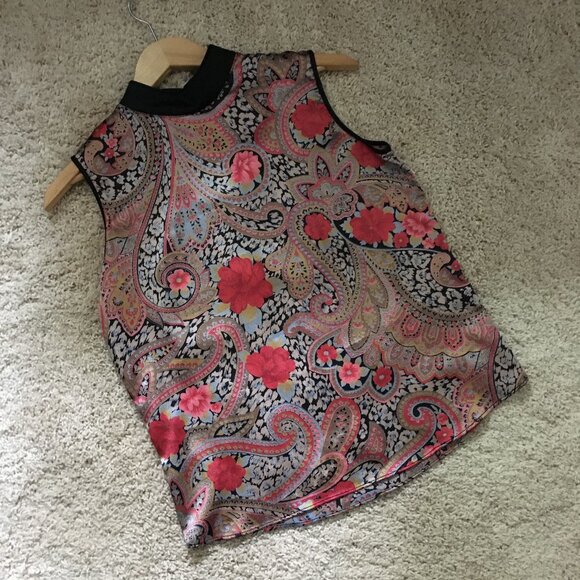 Y2K Made in Canada Vintage Paisley Keyhole Gothic Maid Top - Picture 6 of 14